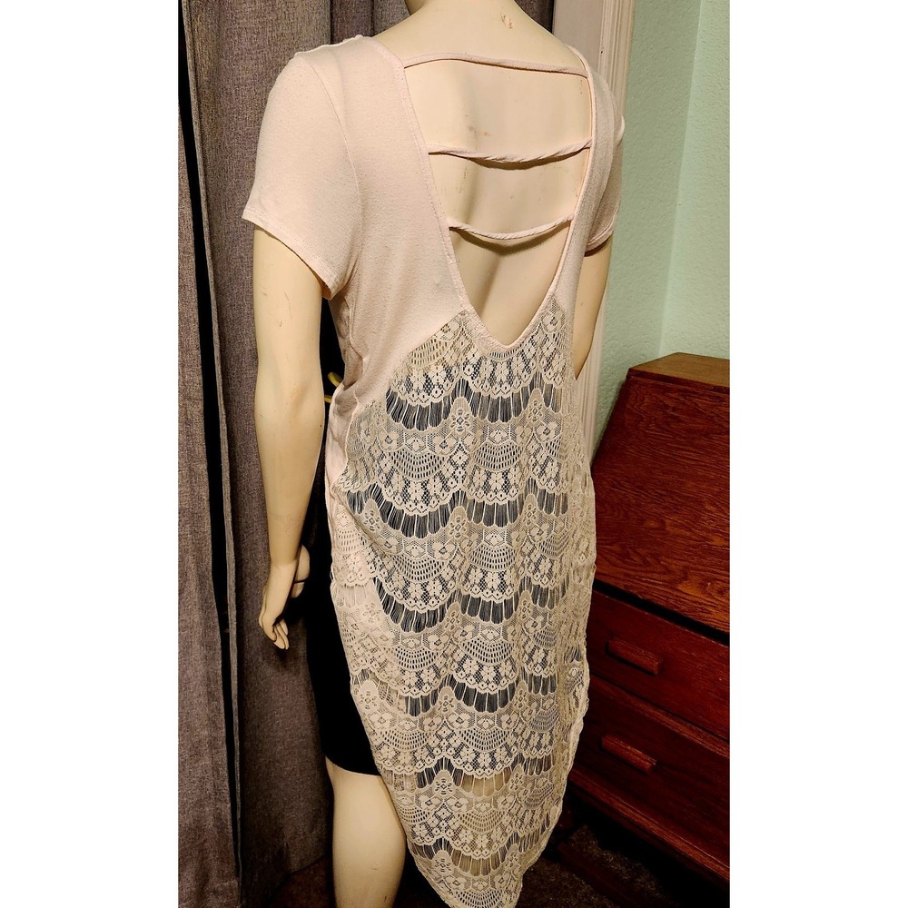 Sheer White Lace With Baby Pink Blouse Romantic Fairy Sz M Charlotte Russe USA